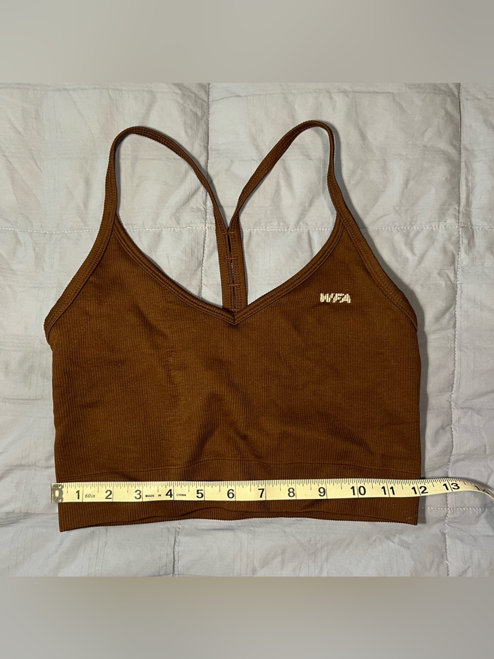 White Fox Boutique Brown Ribbed V-Neck Sports Bra